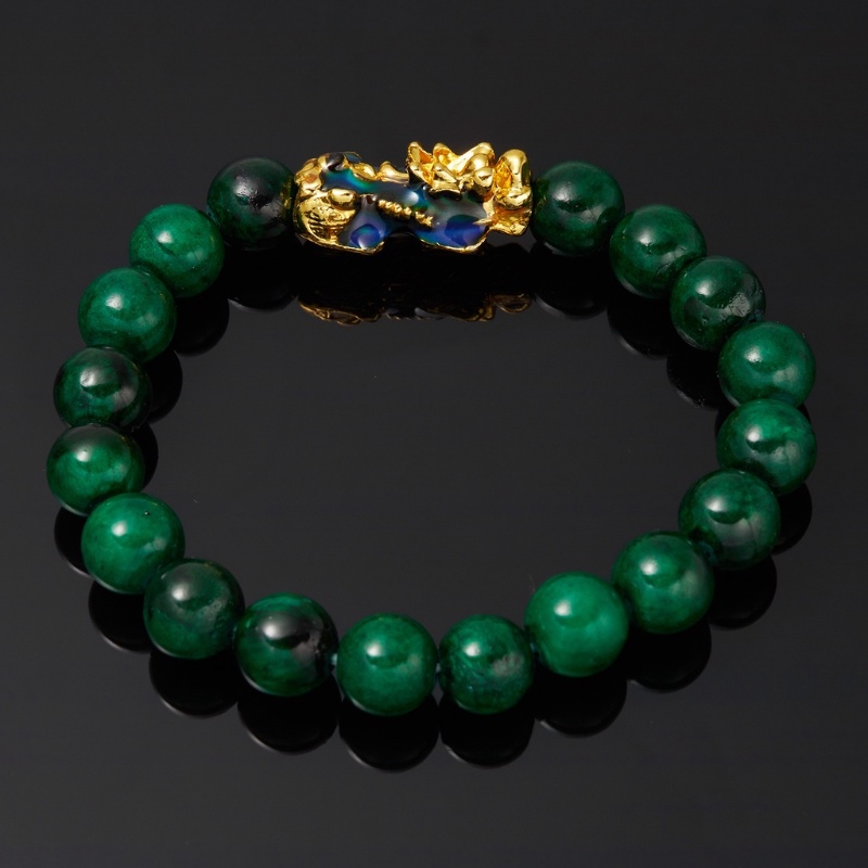 Vòng Tay Đá Obsidian Màu Đen / Vàng May Mắn