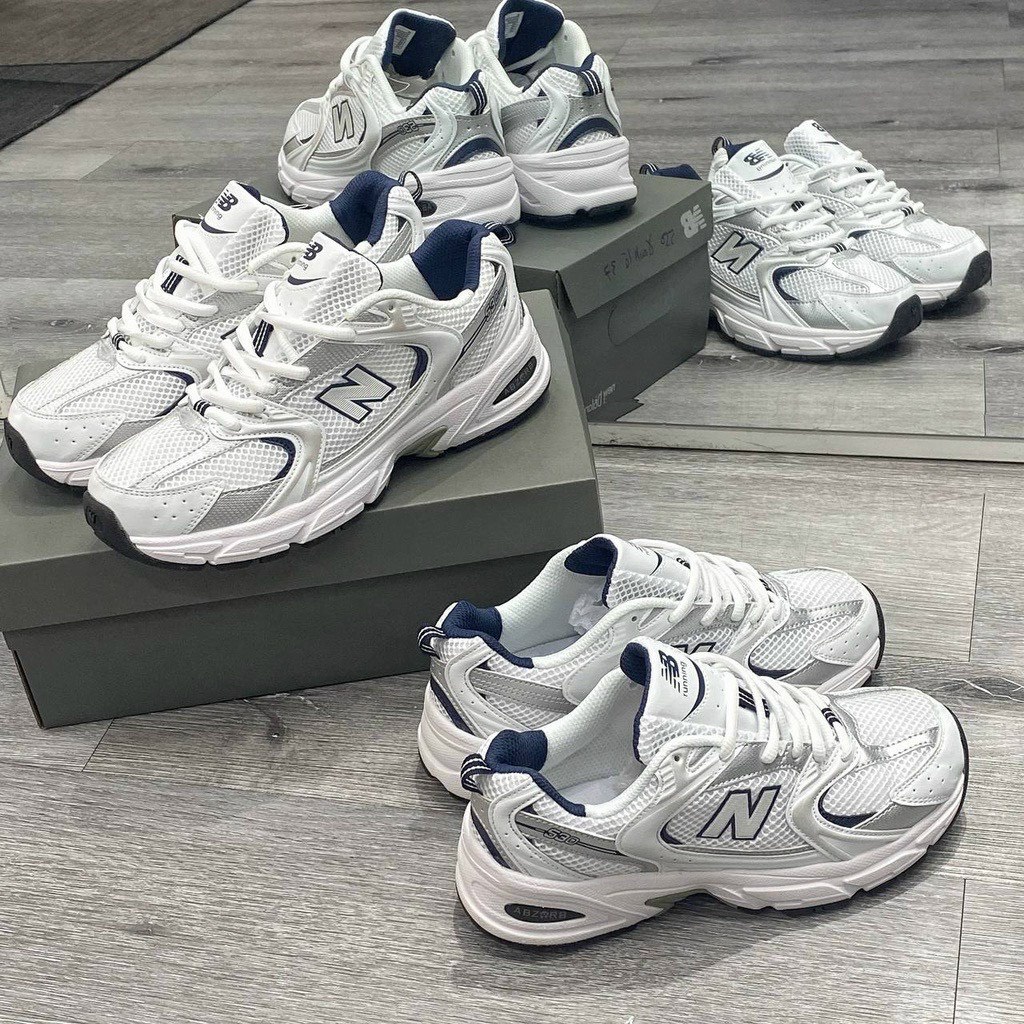 Giày Sneaker Thể Thao NB530 Running Navy Bạc, Giày Sneaker Thể Thao Nam Nữ NB530 Bạc Chạy Bộ Êm Chân