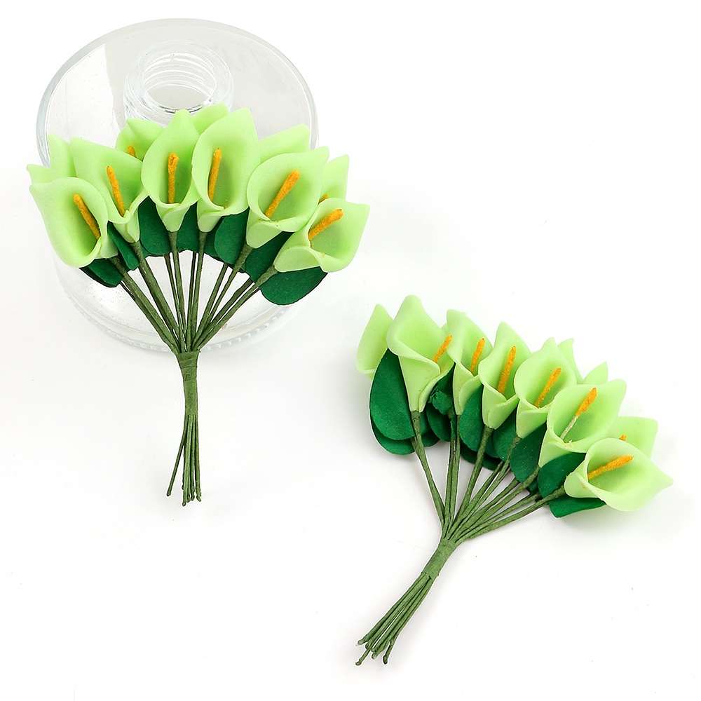 Set 12 Bông Hoa calla Giả Bằng Xốp Dùng Để Trang Trí Nhà Cửa / Tiệc Cưới