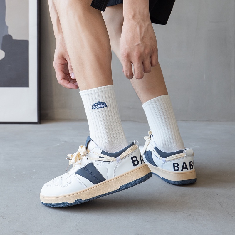 1 Đôi Tất Cotton Mềm Thấm Hút Mồ Hôi Thoáng Khí Thêu Hình Núi Tuyết Dành Cho Nam Nữ