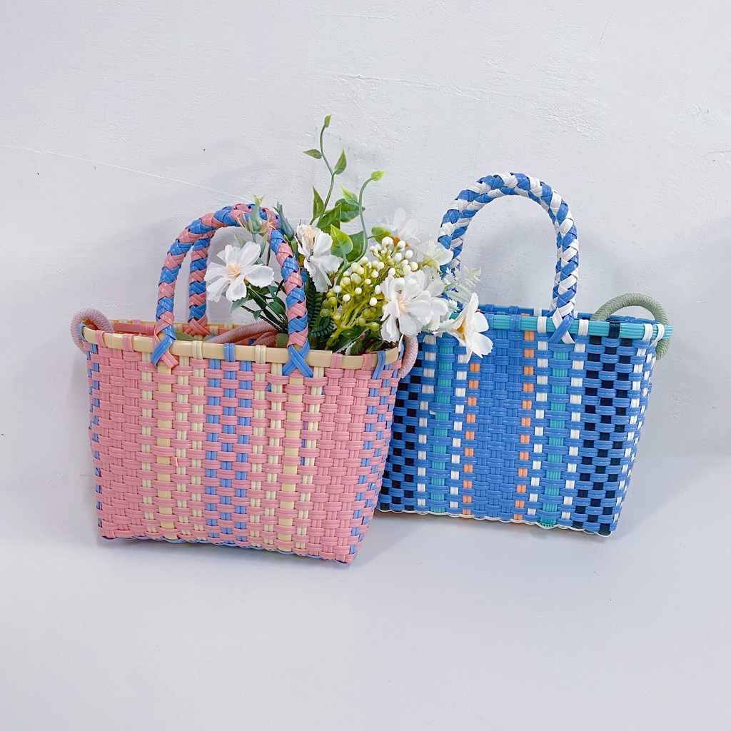 Túi đeo vai đan sợi nhiều màu thời trang hè dành cho nữ