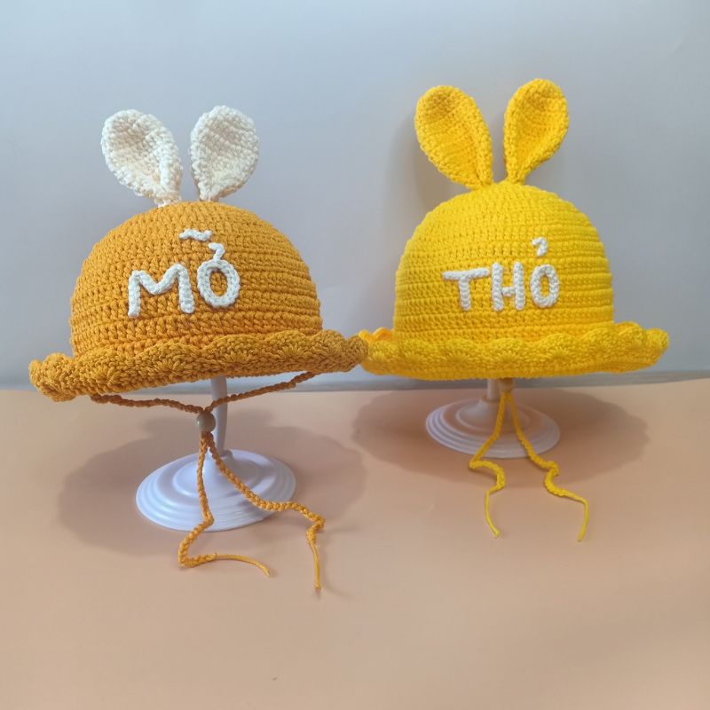 Nón/Mũ Tai Thỏ Có Thêu Tên Cho Bé