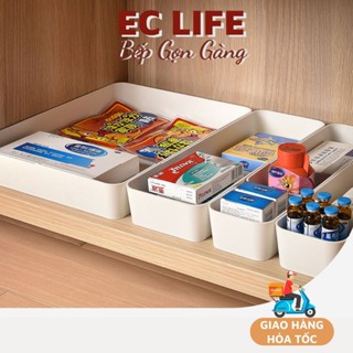 Khay chia ngăn kéo tủ bếp, hộp nhựa chia ngăn kéo tủ để muỗng đũa thìa cao cấp dày dặn EC Life 05A09