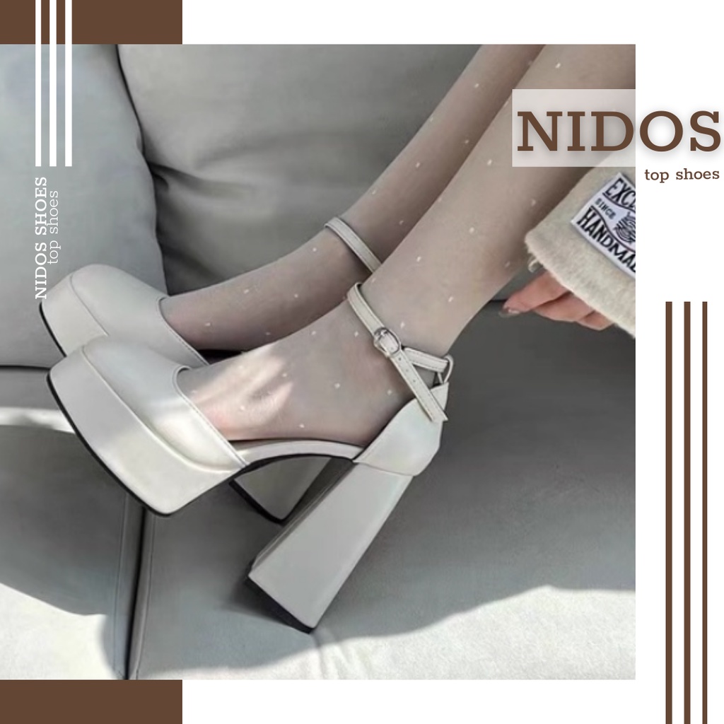 Giày Cao Gót Nữ Mary Jane đế trụ vuông đế cao 12cm Siêu Đẹp - Giày Cao Gót Lolita