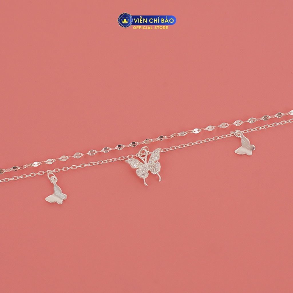 Lắc tay bạc nữ cánh bướm 2 dây chất liệu bạc 925 thời trang phụ kiện trang sức Viễn Chí Bảo L400557