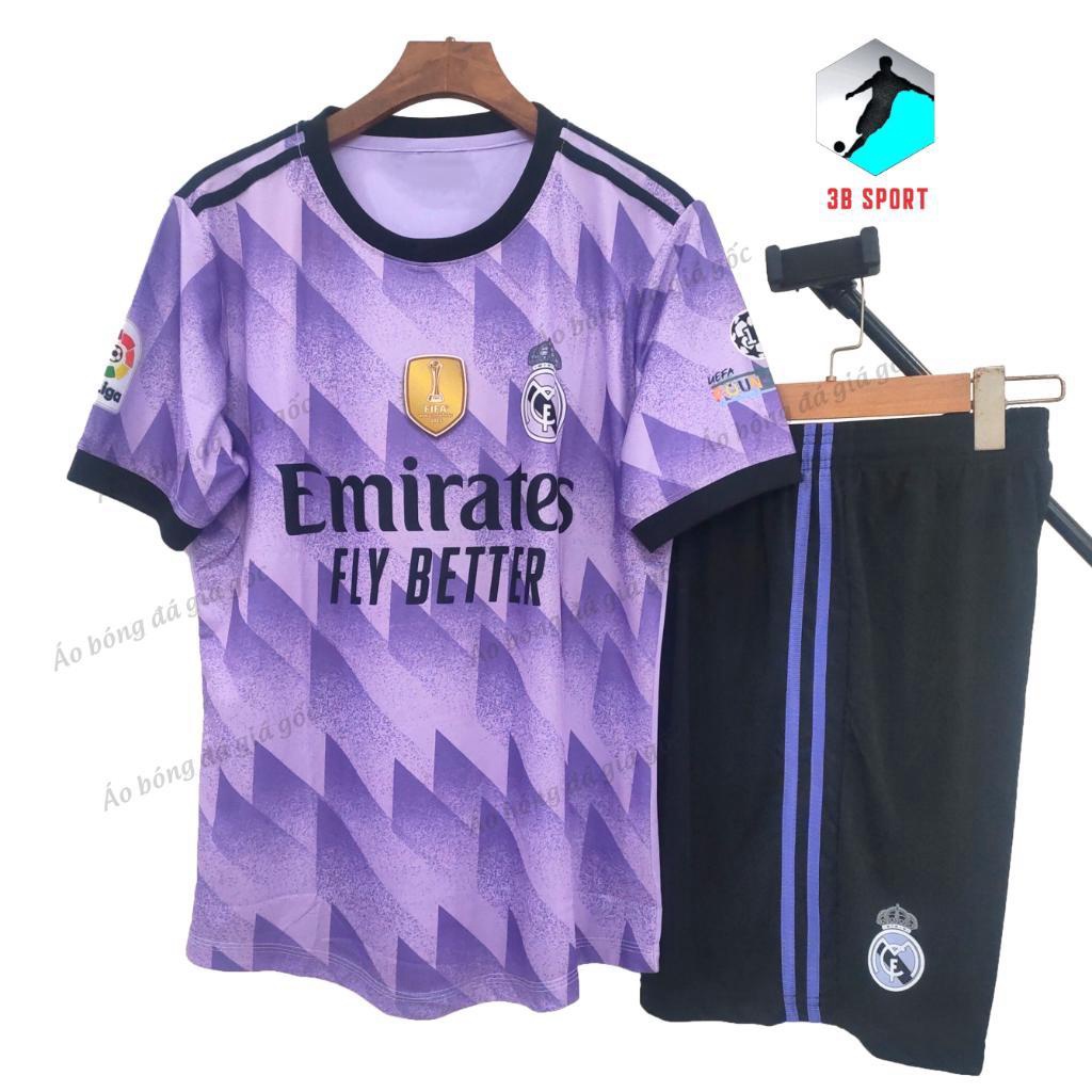 [HÀNG THÁI XỊN] Bộ quần áo bóng đá Real Madrid tím thun thái xịn