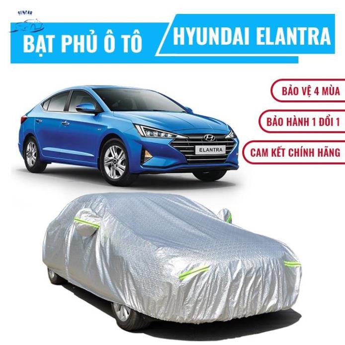 Bạt phủ xe ô tô 5 chỗ Hyundai Elantra, Bạt trùm xe Elantra cao cấp 3 lớp dày dặn chống nắng mưa, chống xước +