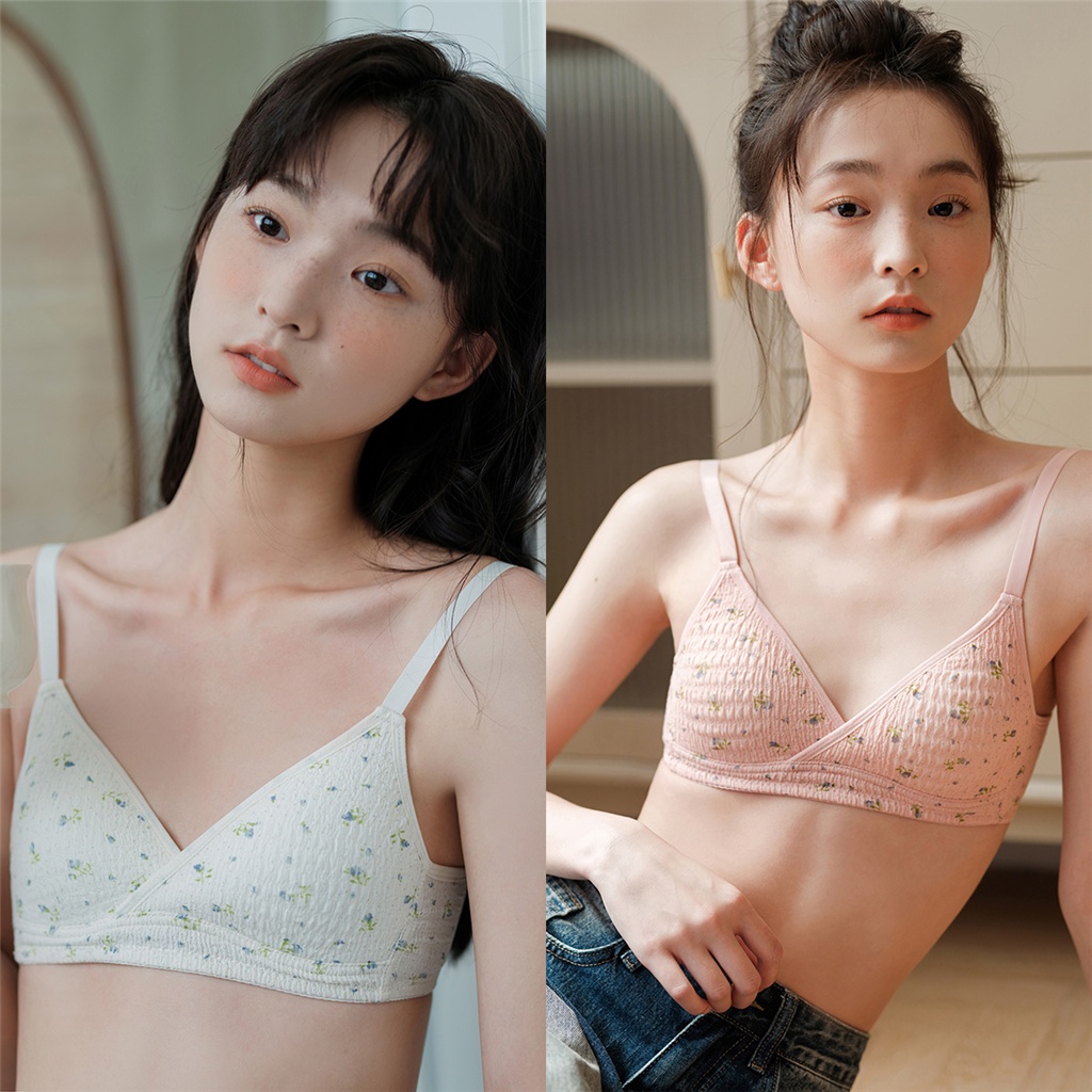 Áo Ngực Cotton Không Gọng Họa Tiết Hoa Trẻ Trung Quyến Rũ Cho Nữ
