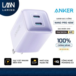 Sạc anker 521 nano pro 40w 2 cổng usb-c piq 3.0 tương thích pd - a2038 lamino
