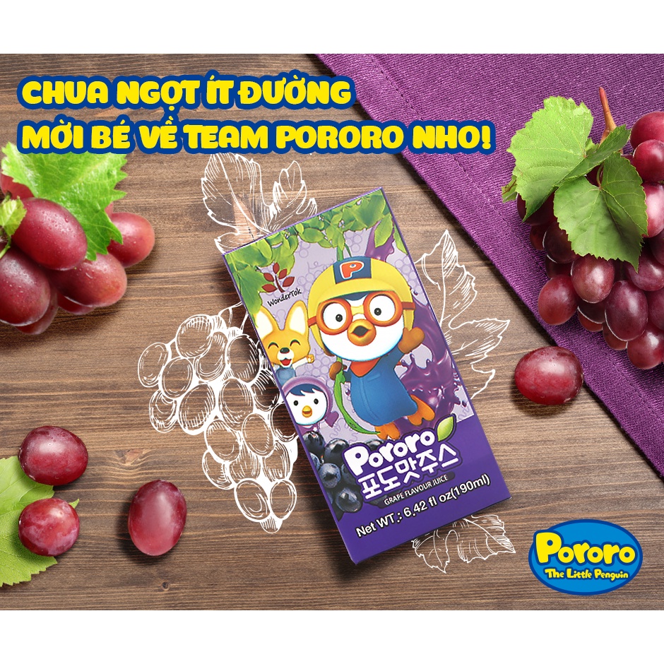 Nước ép trái cây Pororo Wondertok Vị nho