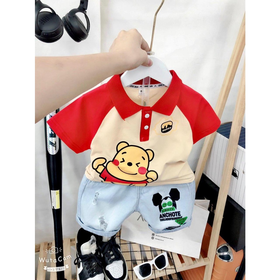 Bộ cộc QC bé trai POLO gấu siêu xinh (B01, B02, B03) (From từ 8-18kg)