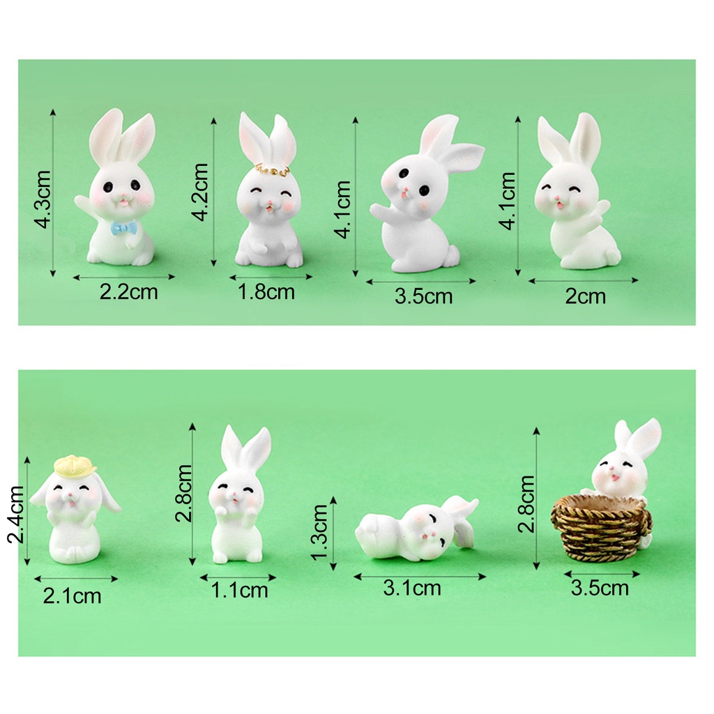 Set 2 Tượng Thỏ Mini Siêu Nhẹ Trang Trí Phòng Ngủ