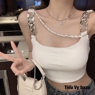 Áo 2 dây croptop xích chéo bản to