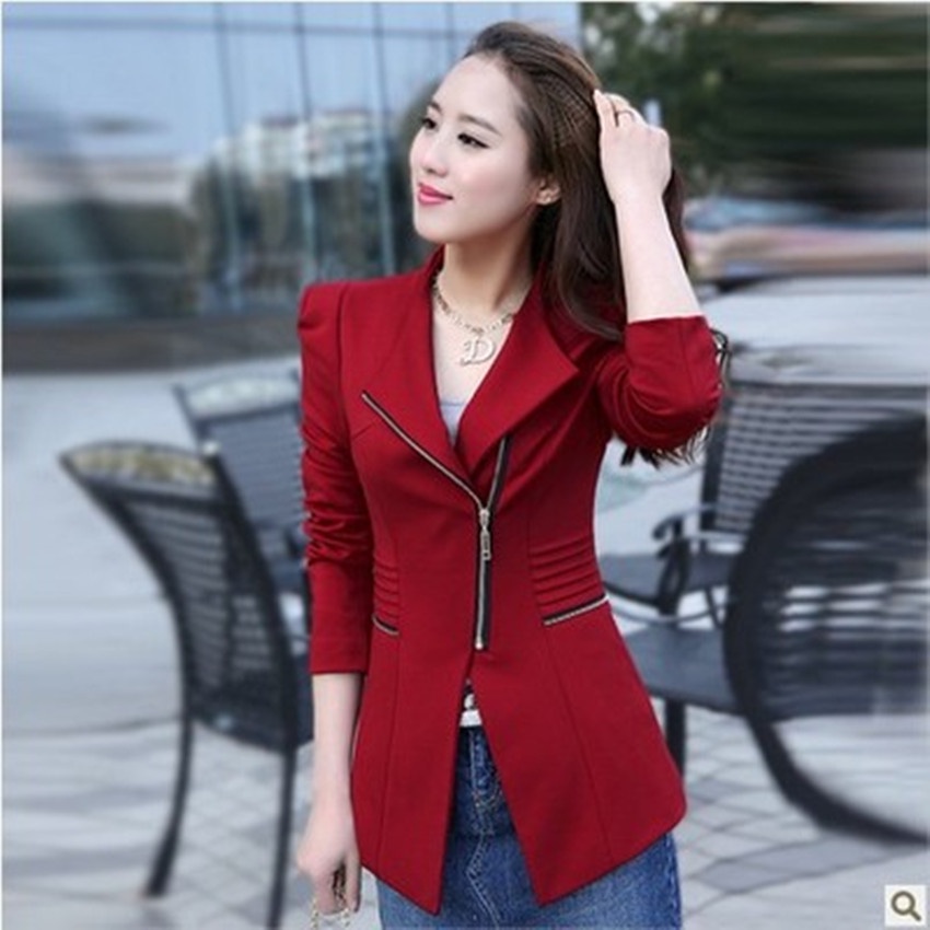 Áo Khoác Vest Dáng Ôm Có Khóa Kéo Phong Cách Hàn Quốc Thời Trang Xuân Thu Hàng Mới Dành Cho Bạn Nữ