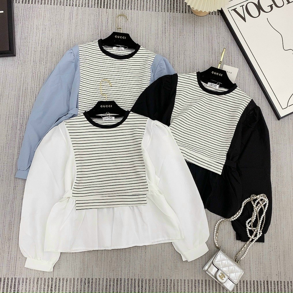 Áo Babydoll Tiểu Thư, Áo Buộc Nơ Eo Hàng Quảng Châu Cao Cấp