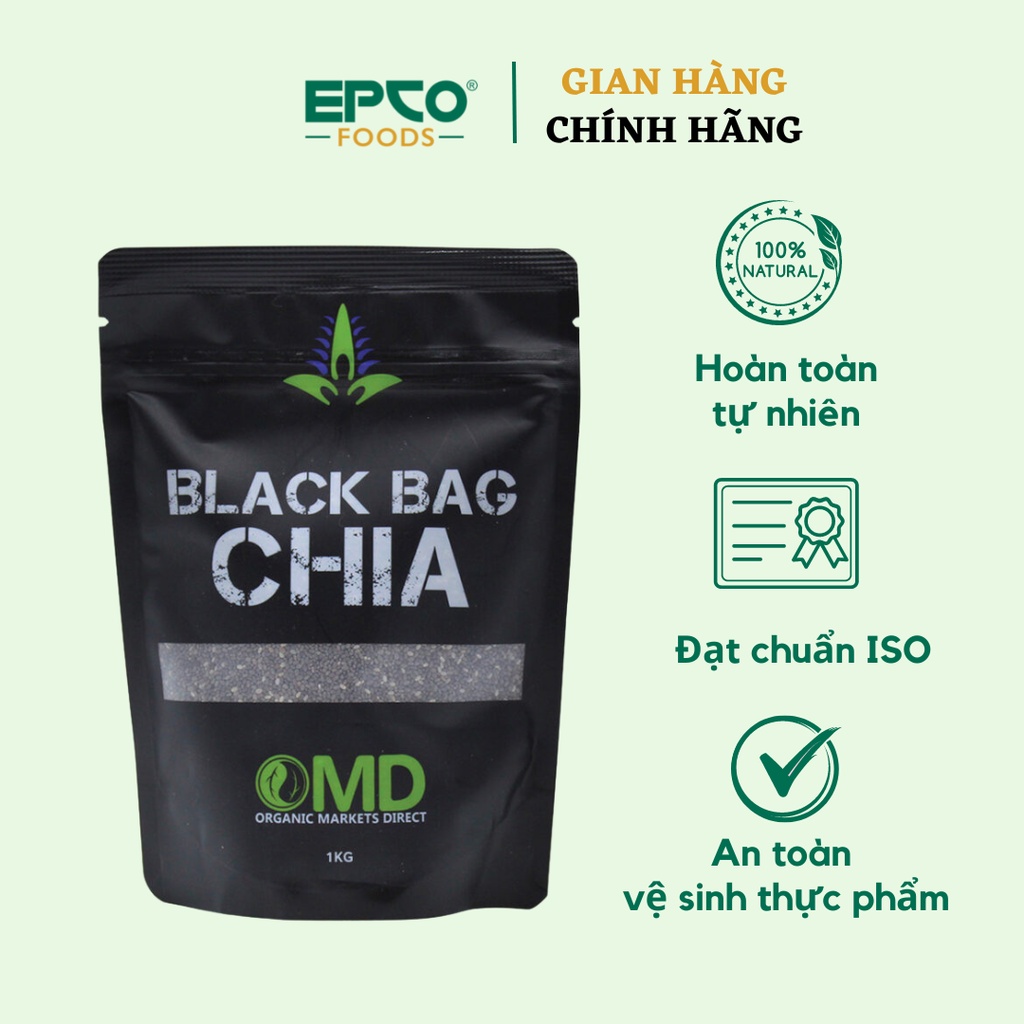 Hạt Chia Đen Hữu Cơ OMD Black Bag Chia (1kg/ Túi) Nguồn Gốc Nam Mỹ Chọn Lọc Đóng Gói Theo Tiêu Chuẩn Úc Giàu Dinh Dưỡng