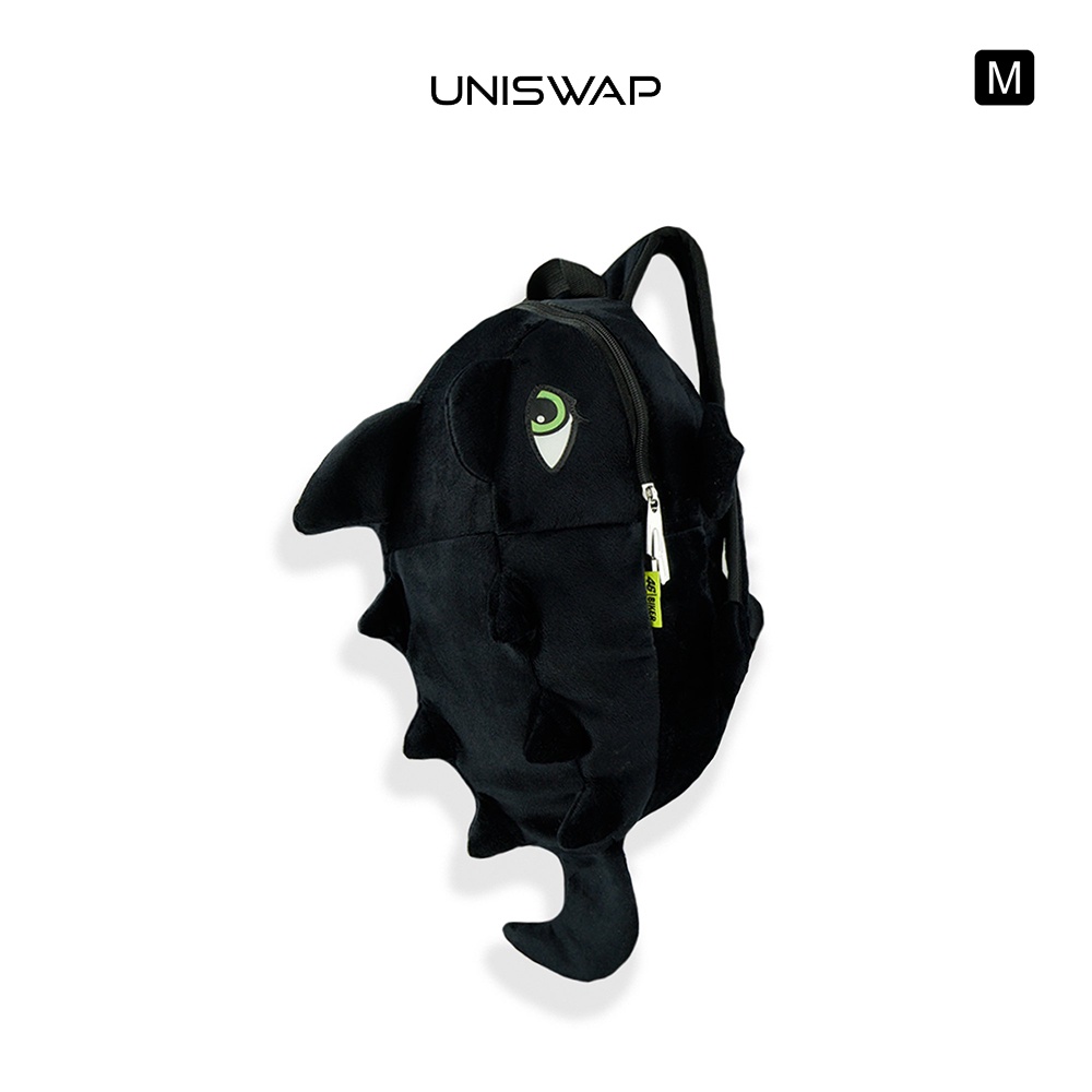 Balo mini KHỦNG LONG nhỏ dễ thương cho các bé mẫu giáo VẢI NHUNG mềm mịn MÀU ĐEN, XÁM