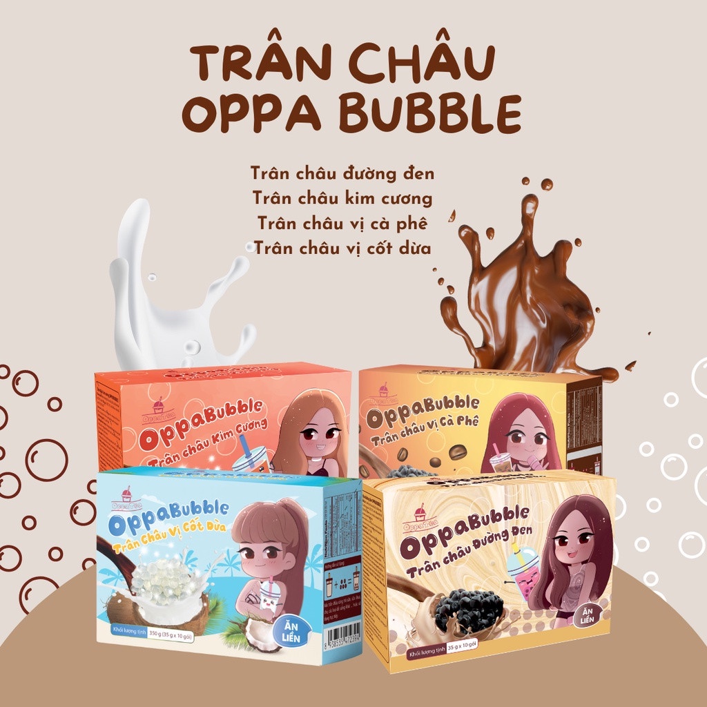Trân Châu Trà Sữa Oppa Bubble Ăn Liền Hộp/Túi 400g tiện lợi