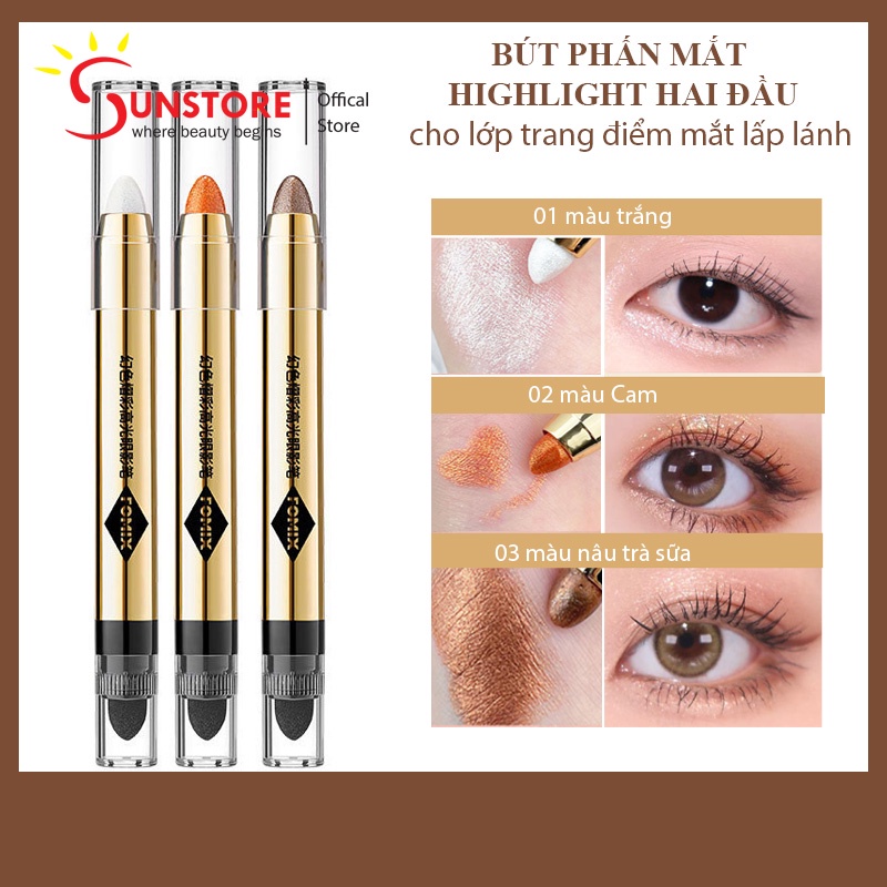Bút phấn mắt trang điểm phấn mắt hai đầu lấp lánh  tạo lớp trang điểm mắt sáng bóng - sunstore.office