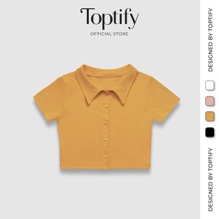 Áo croptop nữ body cổ sơ mi ngắn tay TOPTIFY form basic By The Sun Top AC11