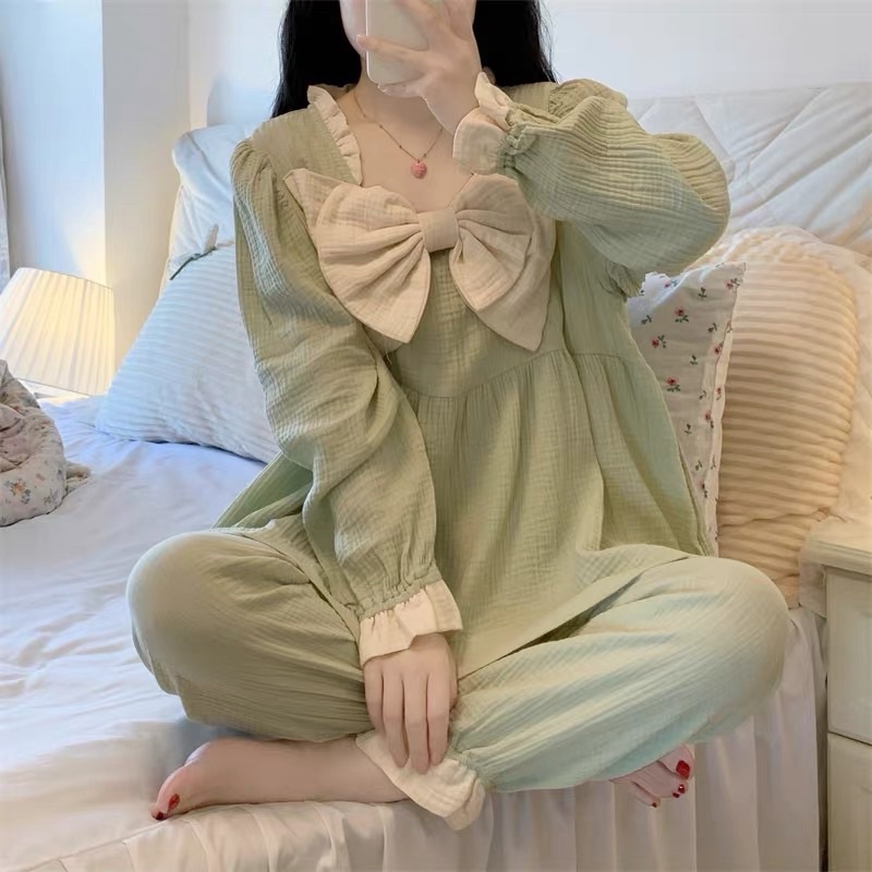 Bộ ngủ phối nơ tiểu thư cao cấp
