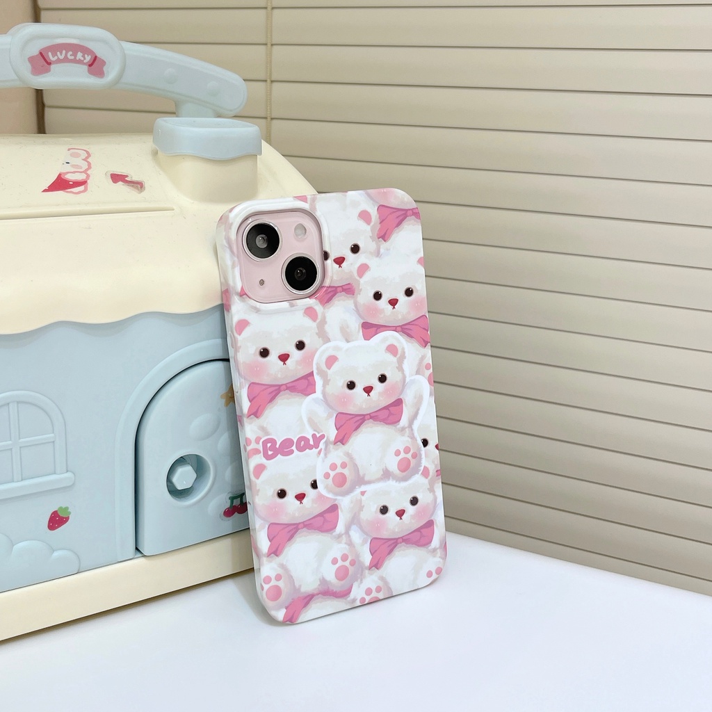 Ốp Điện Thoại PC Cứng Viền TPU Dẻo Họa Tiết Hoạt Hình Chú Thỏ / Gấu Dễ Thương Chống Rơi / Sốc Cho iPhone 14 13 12 11 Pro Max