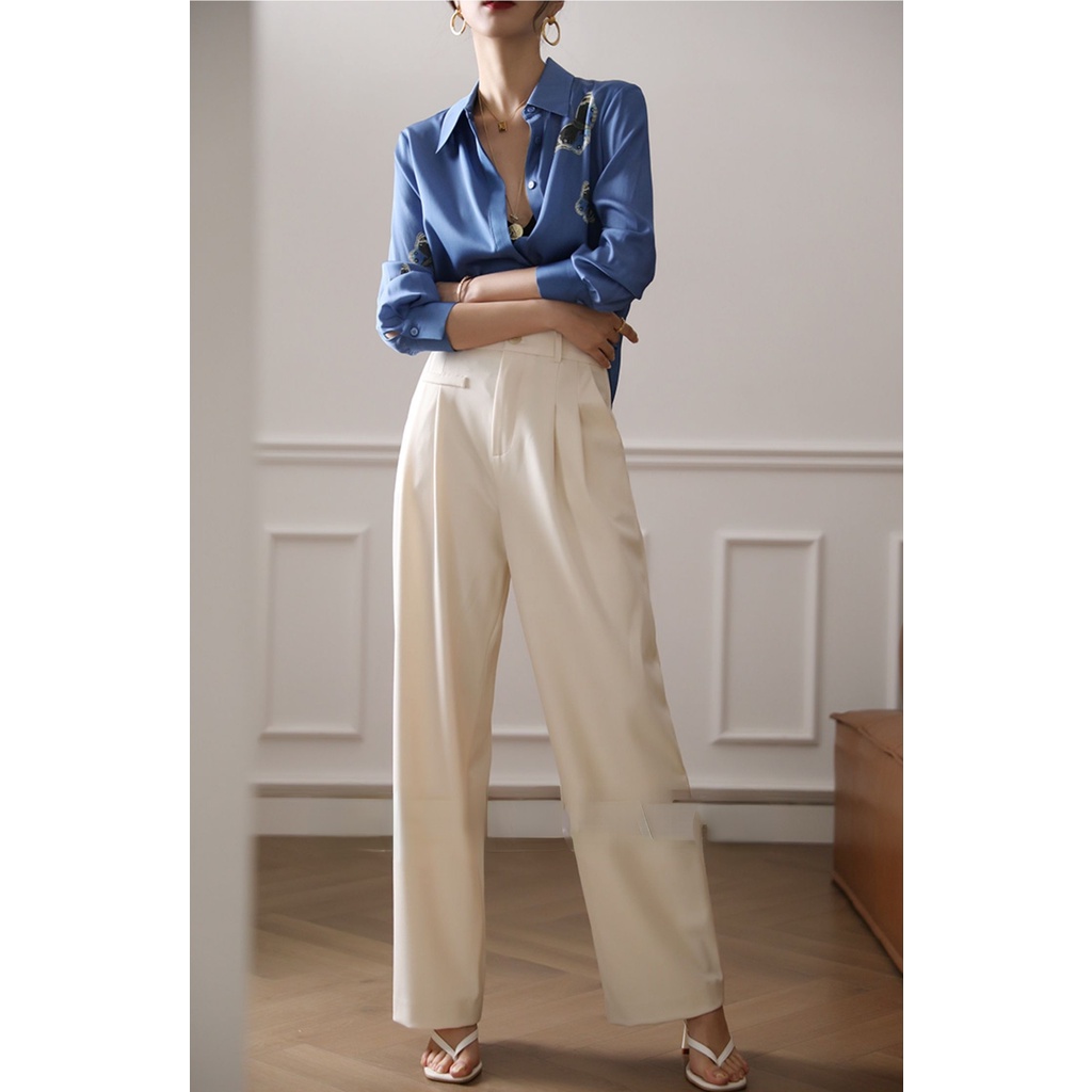 Áo Sơ Mi Lụa Satin Cao Cấp Tay Dài Phong Cách Mới 2023 Cho Nữ