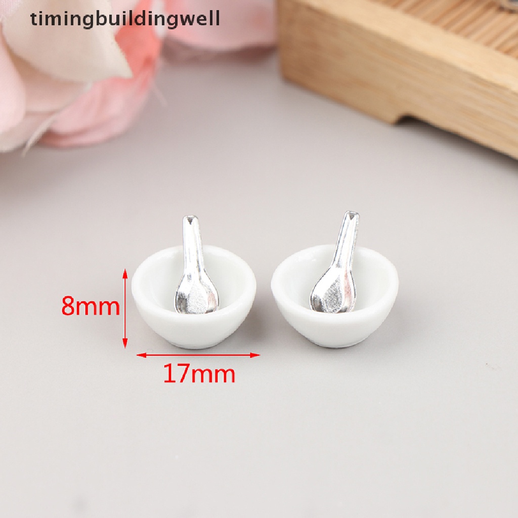 Bộ 4 Tô Muỗng Ăn Súp Đồ Chơi Mini Bằng Gốm Sứ Tỷ Lệ 1: 12 Dùng Trang Trí Nhà Búp Bê