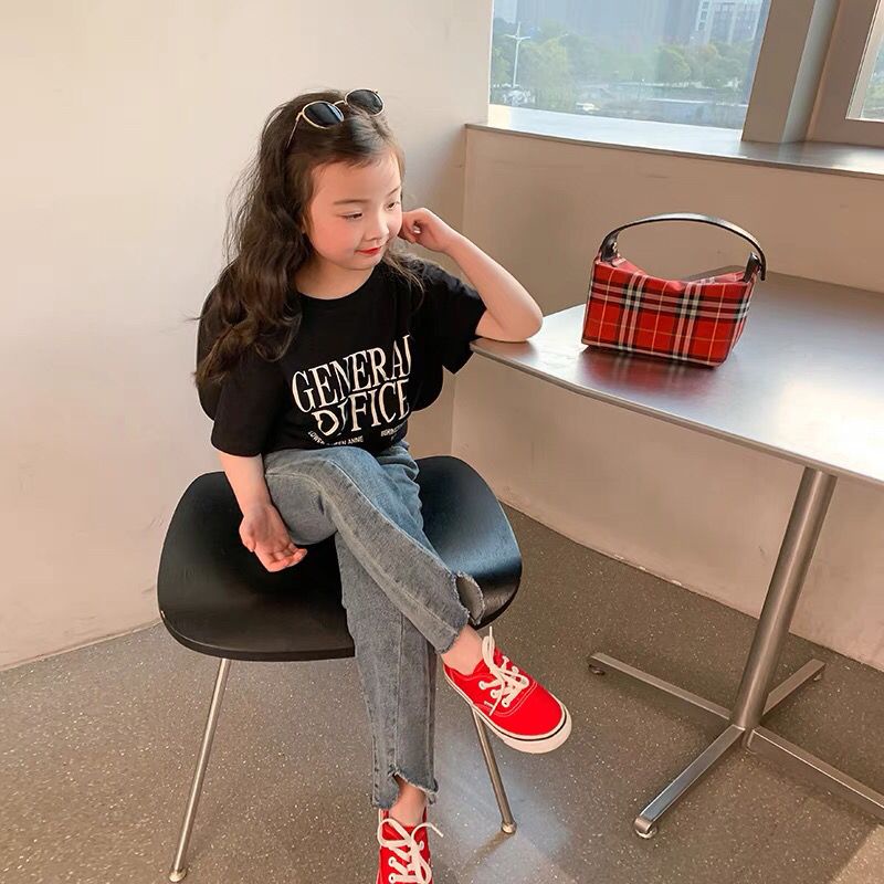 MNGRL Áo thun MNGRL cotton mềm mại mát mẻ in họa tiết chữ cái phong cách Hàn Quốc thời trang mùa hè đáng yêu dành cho bé gái