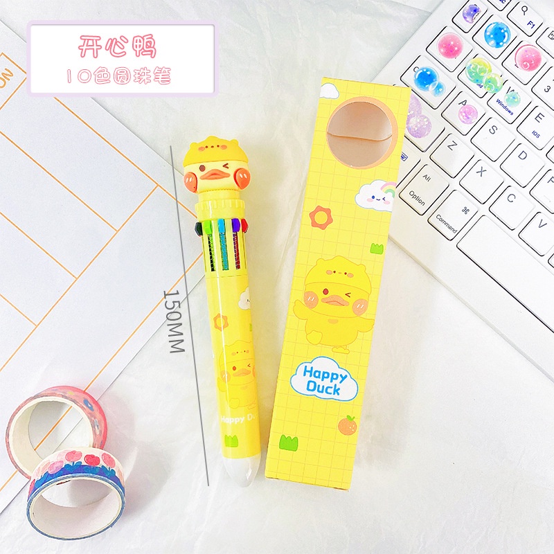 Bút Bi 10 Màu Họa Tiết Hoạt Hình Dễ Thương