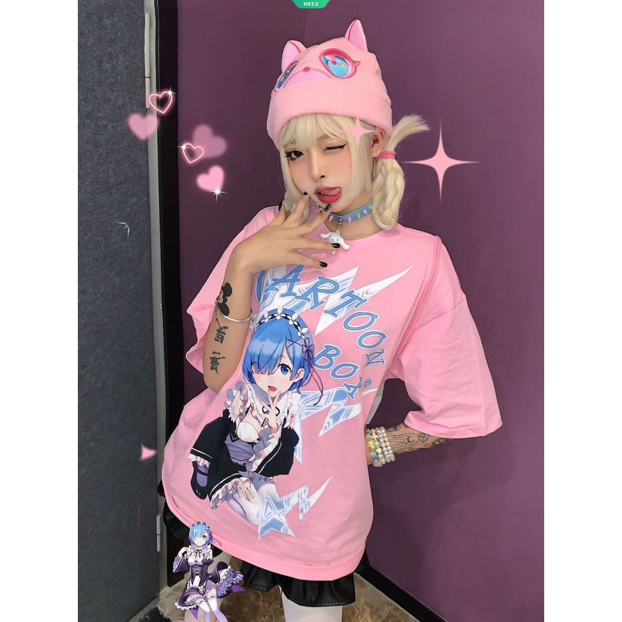 Áo Thun Cotton Tay Ngắn In Họa Tiết Hoạt Hình Phong Cách Nhật Bản Thời Trang Mùa Hè 2023 Cho Nữ