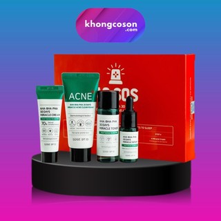 Bộ Chăm Sóc Da Some By Mi Set 4 Món Giảm Mụn AHA-BHA-PHA 30 Days Miracle AC SOS Kit  - Khongcoson