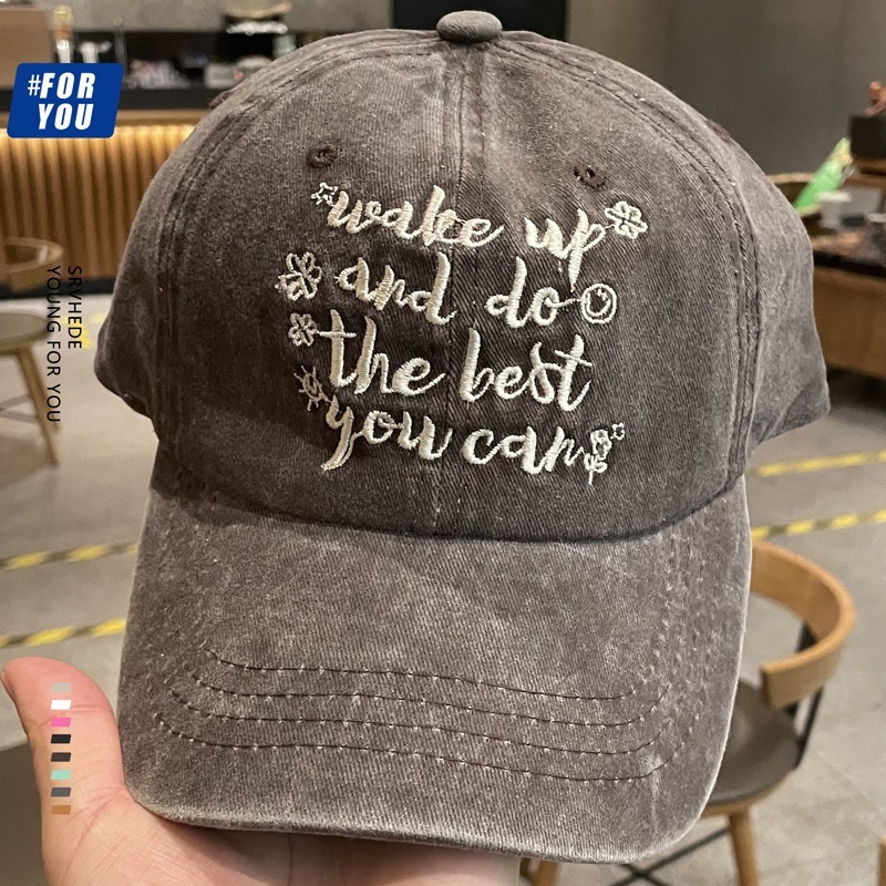 Mũ Lưỡi Trai Mềm Thêu Chữ Phong Cách Hàn Quốc Thời Trang