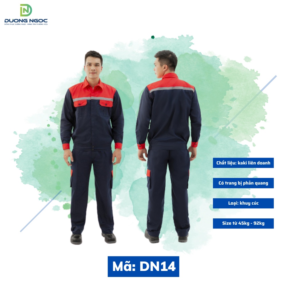 BỘ ĐỒ BẢO HỘ LAO ĐỘNG MÀU XANH ĐEN PHỐI ĐỎ VẢI BỀN ĐẸP GIÁ HẠT DẺ PHÙ HỢP CHO CÔNG NHÂN, KỸ SƯ CÁC NGÀNH NGHỀ DN14
