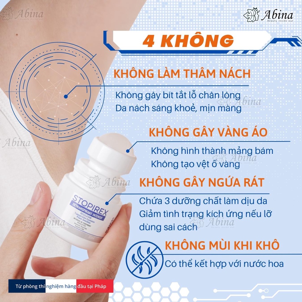 Lăn khử mùi và ngăn tiết mồ hôi không vàng nách áo STOPIREX Transpiration Excessive Dr Chubby