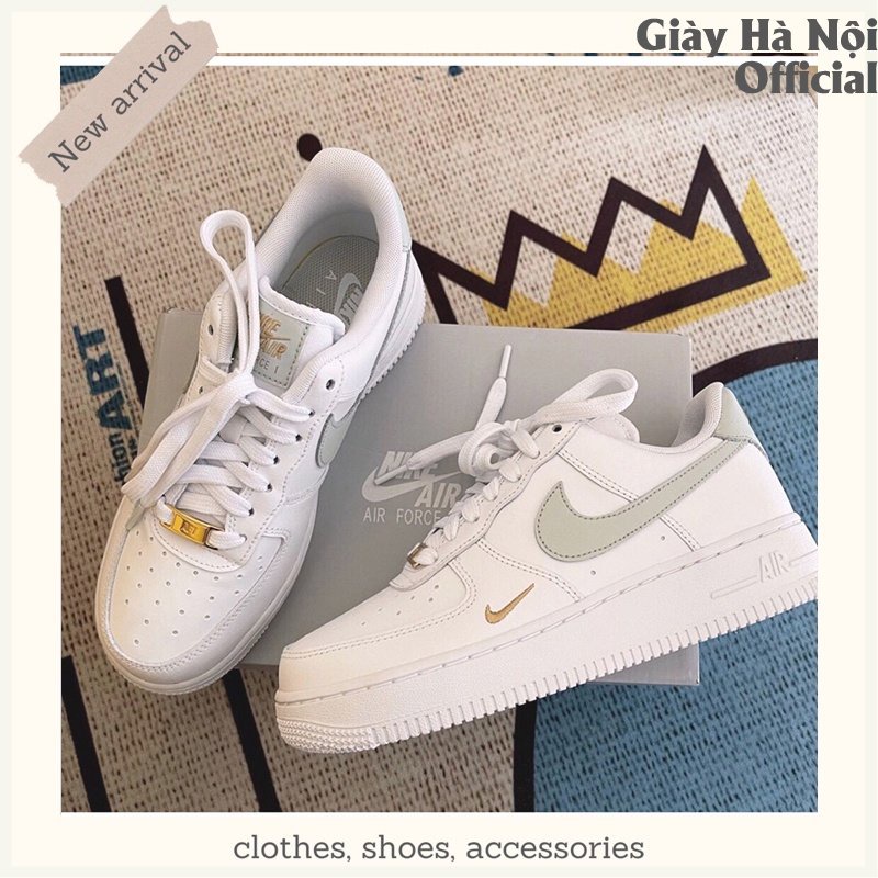 Giày_Nike AF1 Nam Nữ Thể Thao, Giày Air Force 1 Xám Thêu Vàng Thời Trang Hàng Đẹp Full Box G219
