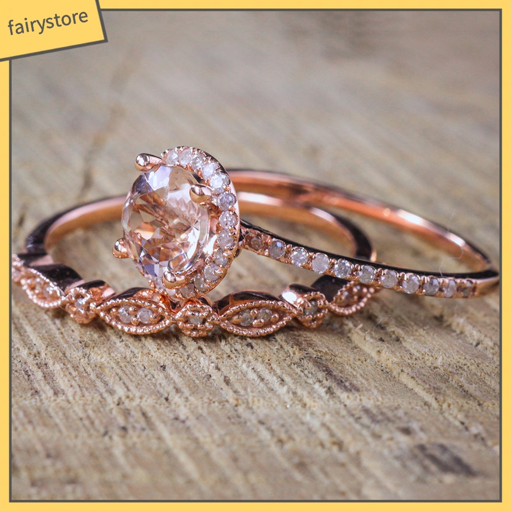 Bộ 2 Nhẫn Đính Đá Zircon 1 Cái Cho Nữ