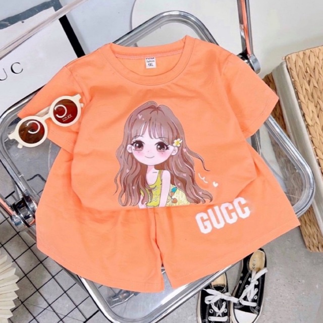 ( 9-40kg ) Bộ Quần Áo Bé Gái , Bộ Cotton Cộc Tay Mùa Hè Đủ Size Nhí- Đại, Bộ Cô Gái Tóc Mây