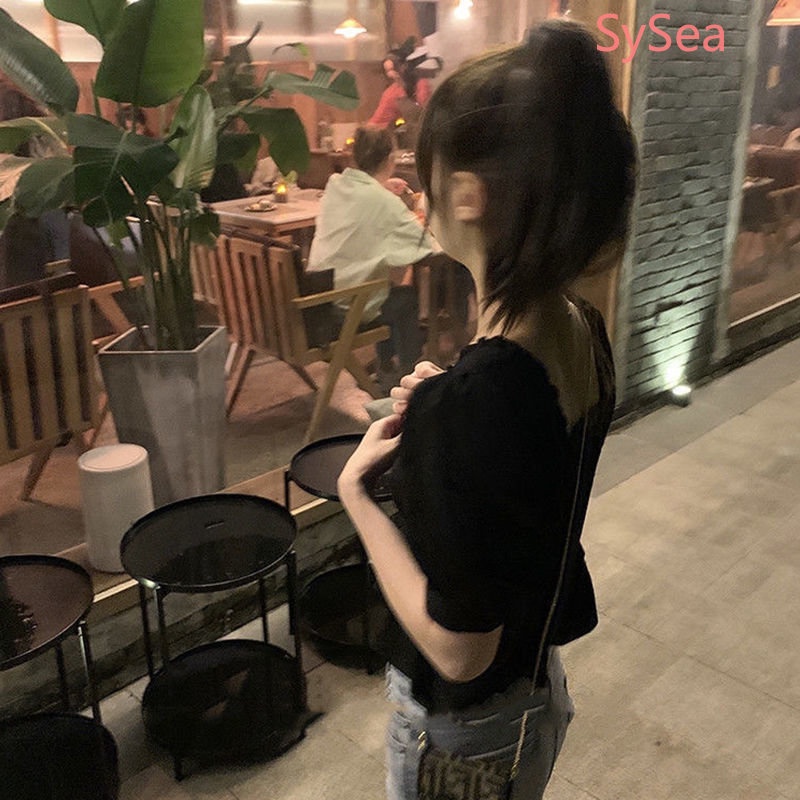 Plus Áo Kiểu Tay Ngắn Rút Dây Phong Cách Vintage Pháp Cho Nữ