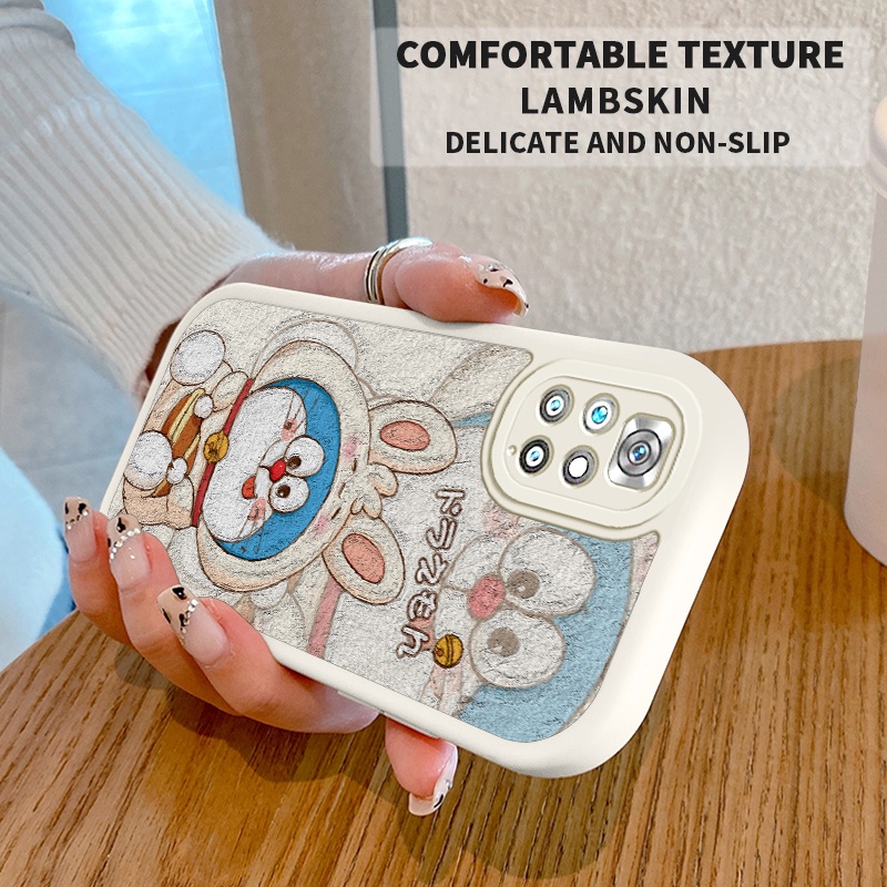 Ốp Điện Thoại Da PU Viền Silicon Họa Tiết Hoạt Hình Doremon Dễ Thương Chống Sốc Cho Xiaomi Redmi Note 11 Note 11S 4G