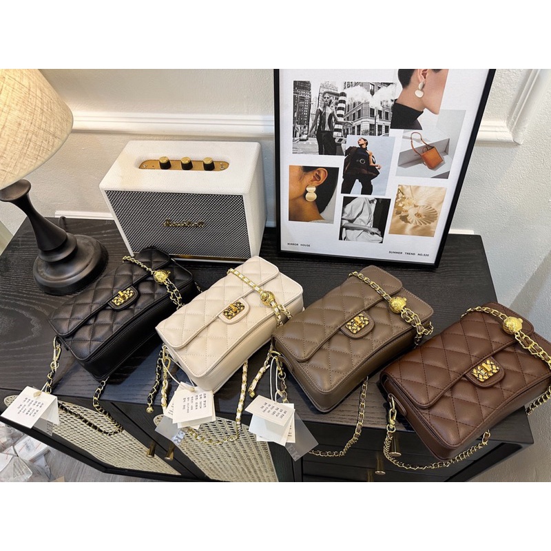 Túi đeo chéo nữ trần trám dây xích Hana Kimi