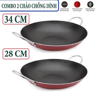 2 chảo chống dính hàn quốc kyofa sâu lòng 2 quai đường kính 34 cm và 28 cm cao cấp