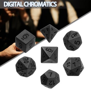 Set 7 Xí Ngầu Đa Diện Màu Đen