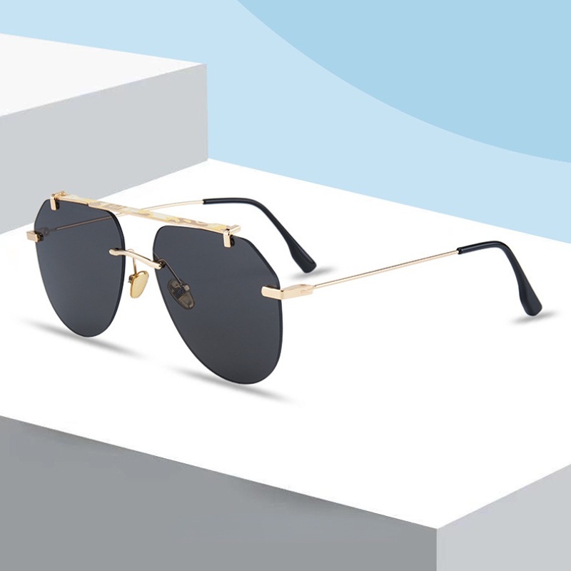 Kính Mát Gọng Kim Loại Không Viền Màu Gradient Thời Trang Phương Tây Cho Nam Nữ
