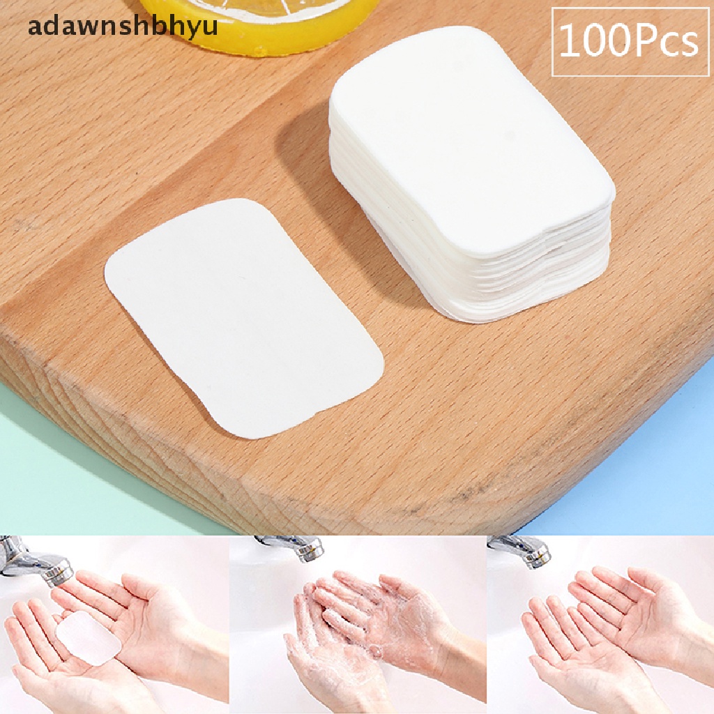 Set 100 Miếng Xà Phòng Giấy Rửa Tay Tạo Bọt Tiện Dụng Khi Đi Du Lịch