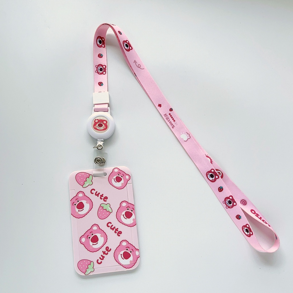 Lotso Dây Đeo Thẻ 3 Chiều Hình Gấu Hồng Thiết Kế Đơn Giản