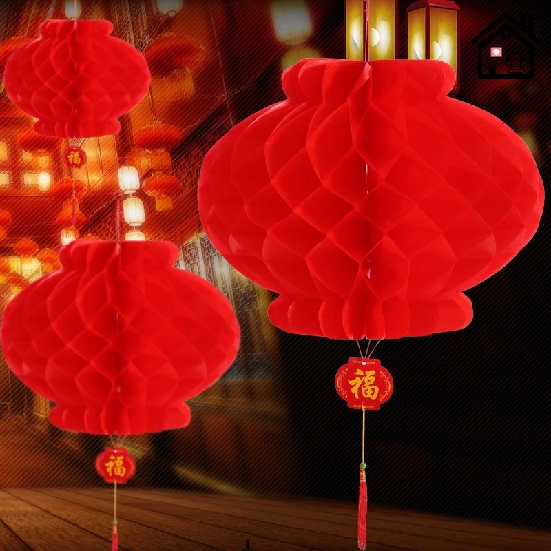 Lồng Đèn Giấy Màu Đỏ Truyền Thống Trung Hoa Trang Trí Năm Mới