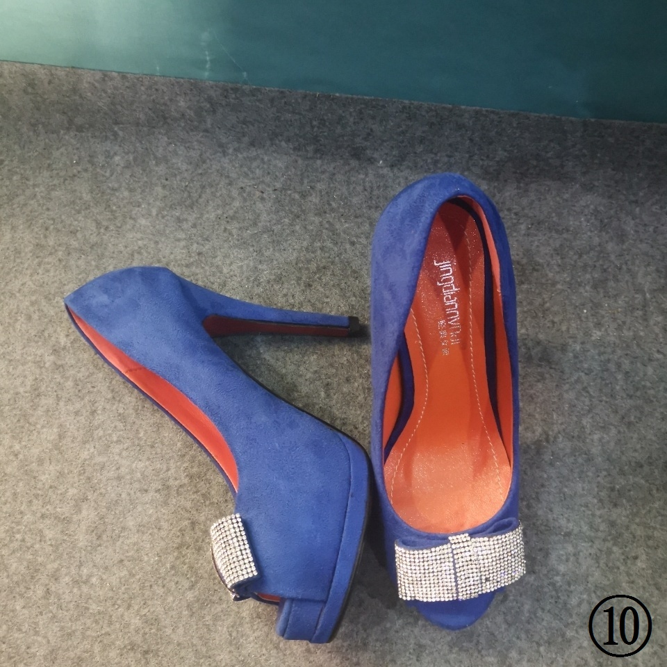 Giày Cao Gót Đính Đá Màu Xanh Hoàng Gia Xanh Dương Đen Thời Trang Mua Sắm Mall Off-Shelves Thương Hiệu Dự