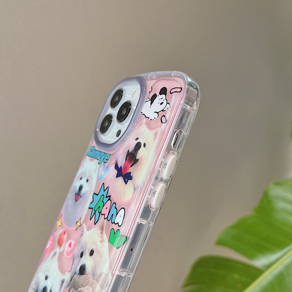 Ốp Điện Thoại Silicon Tpu Mềm Trong Suốt Có Vòng Tay &amp; Ngọc Trai In Hình Chó Dễ Thương Cho iPhone 14 13 12 11 Pro Max