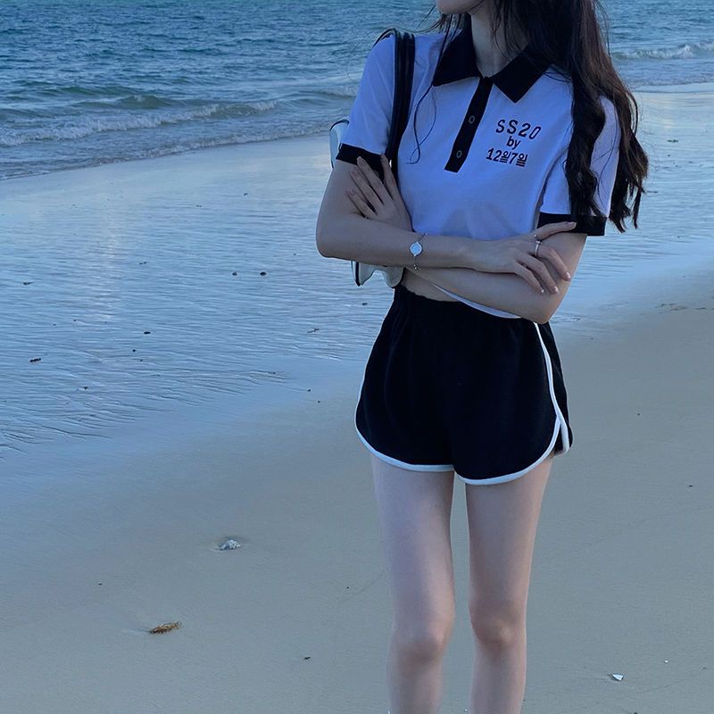 Jiashucheng Set Áo Thun polo Ngắn Tay Và Quần Short Thời Trang Năng Động Cho Nữ